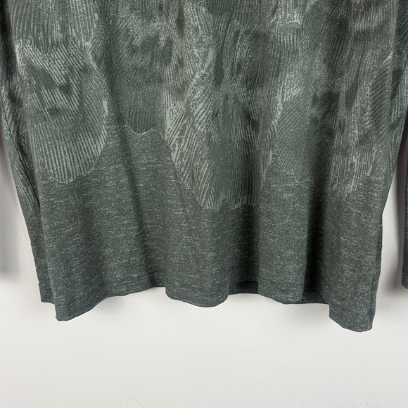 Olsen Europe Elegant Gray Patterned Shimmer Detail Long Sleeve Large Blouse - Picture 8 of 10